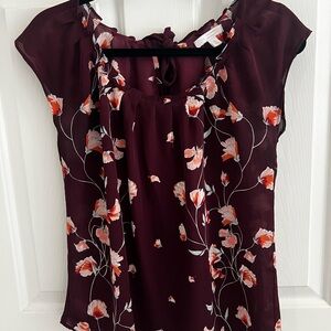 LC Lauren Conrad Burgundy Floral Blouse